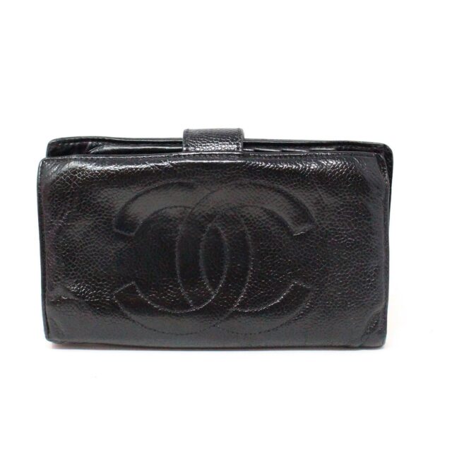 CHANEL 31356 Vintage Black Caviar Leather Snappy Wallet 1