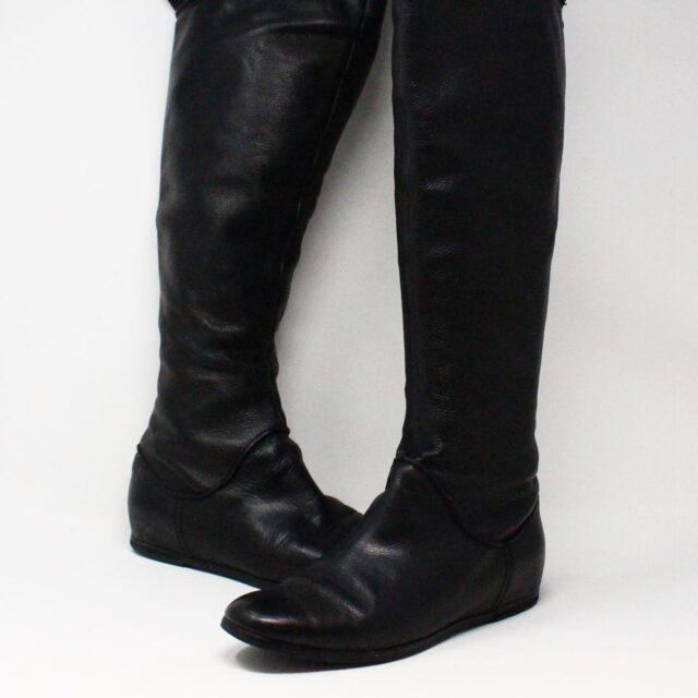 VIA SPIGA 31352 Black Leather Tall Boots US 7.5 EU 37.5 1