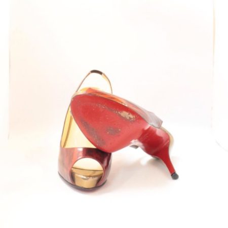 CHRISTIAN LOUBOUTIN Red Gold Slingback Heels 4775 g