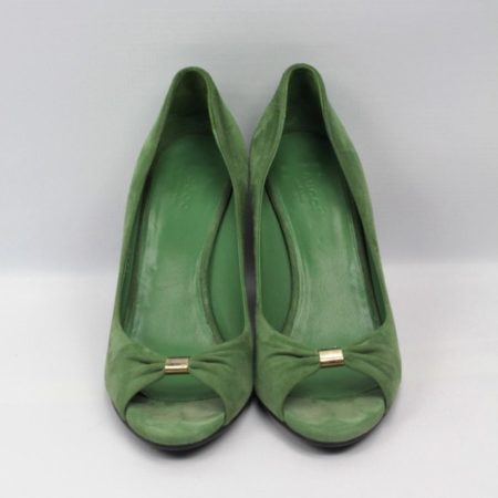 GUCCI Green Suede Shoes Size 7 Eur 37 11076 b