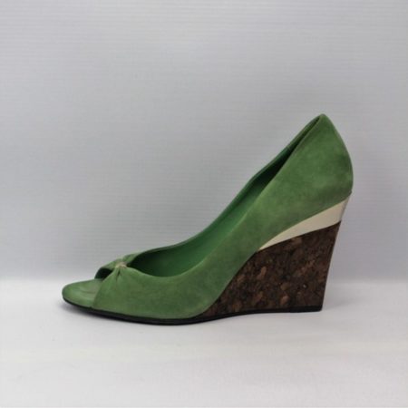 GUCCI Green Suede Cork Platform Shoes (Size USA 7 / Euro 37 