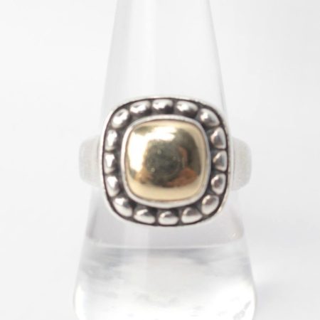 JAMES AVERY Sterling 14K Yellow Gold Square Beaded Dome Ring 7637 a