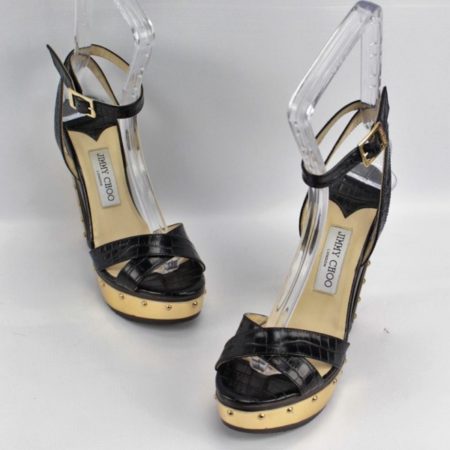 JIMMY CHOO Black Platform Shoes Size 8 Eur 38 11491 a