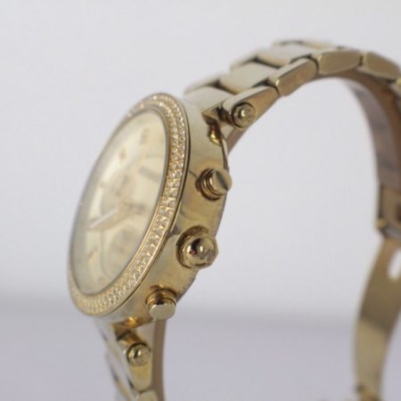 MICHAEL KORS Gold Tone Stainless Steel Encrusted Crystals Watch Item15103 b