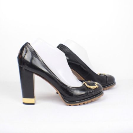 TORY BURCH Black Patent Leather Over Buckles Pump Size USA 10 Euro 40 Item15246 c