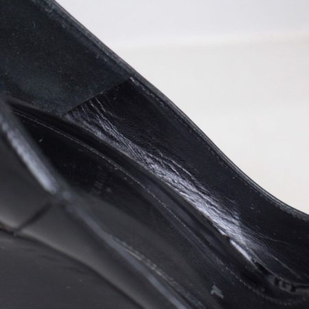 FENDI Black Leather Wedges Size USA 7.5 Euro 37.5 ItemTM999 g