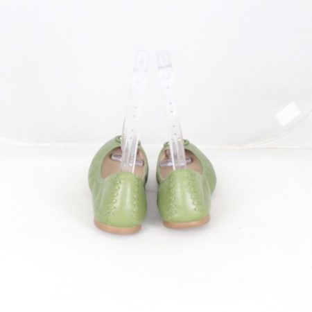 TORY BURCH 18574 Green Leather Logo Flats size US 8 Eur 38 c