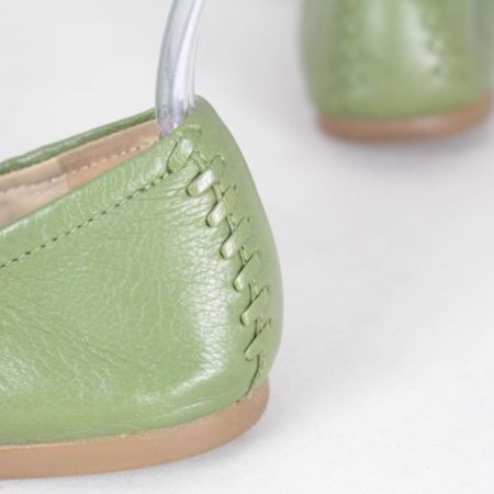 TORY BURCH 18574 Green Leather Logo Flats size US 8 Eur 38 d