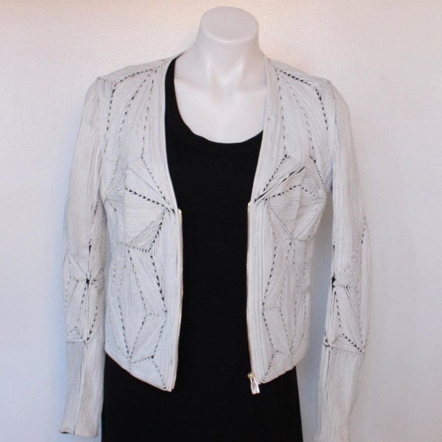 VERSACE COLLECTION 19609 White Leather Jacket size Small a