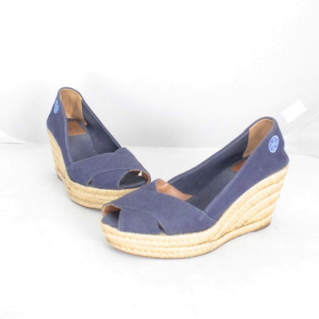 TORY BURCH 20917 Navy Blue Wedges size US 7.5 Eur 37.5 a