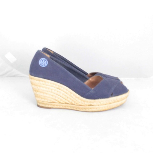 TORY BURCH 20917 Navy Blue Wedges size US 7.5 Eur 37.5 b