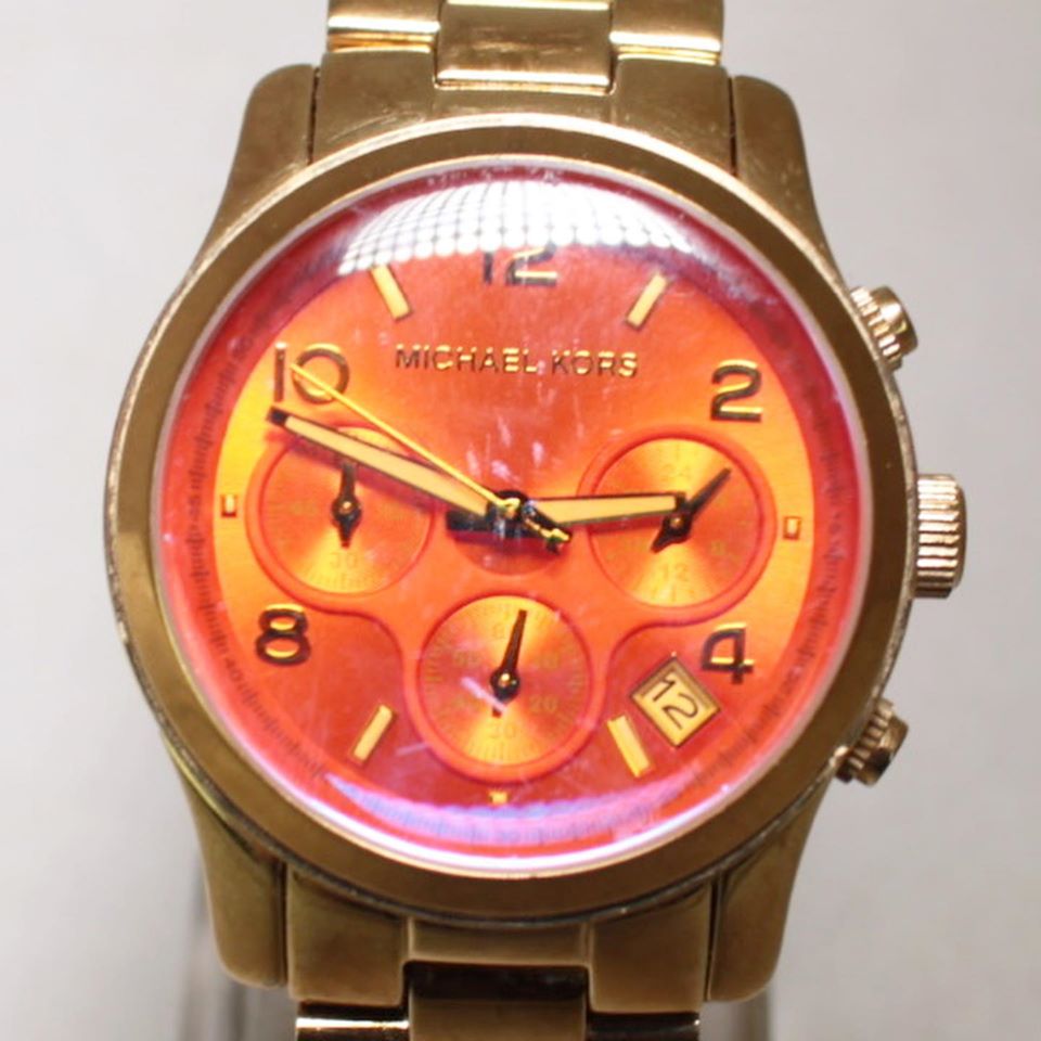 MICHAEL KORS Gold Tone Iridescent Glass Watch 22845 a