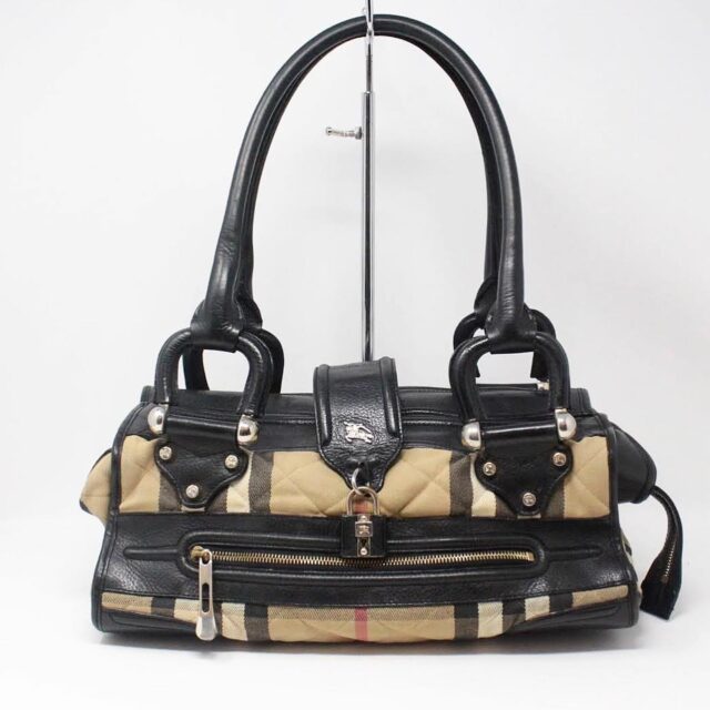 BURBERRY Black Leather Print Handbag 27464 1