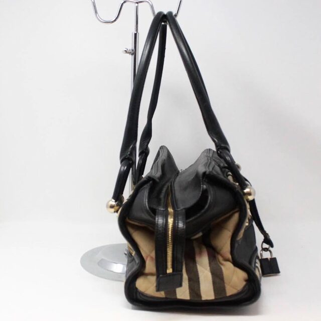 BURBERRY Black Leather Print Handbag 27464 2