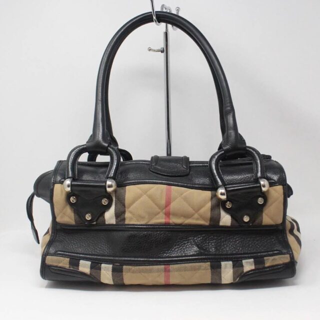 BURBERRY Black Leather Print Handbag 27464 3
