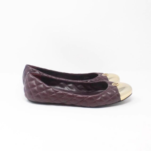 TORY BURCH Burgundy Quilted Leather Flats US 10 EU 40 27336 c