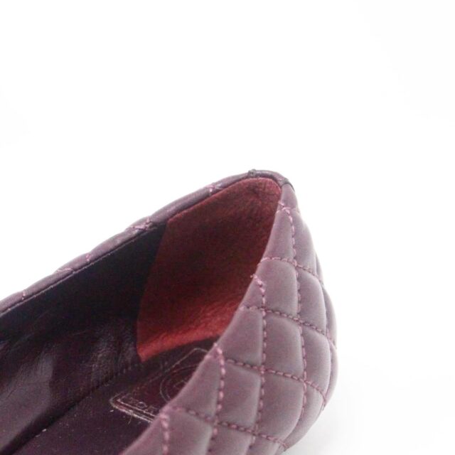 TORY BURCH Burgundy Quilted Leather Flats US 10 EU 40 27336 f