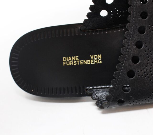 DIANE VON FURSTENBERG Black Leather Sandals US 6.5 EU 36.5 14461 5
