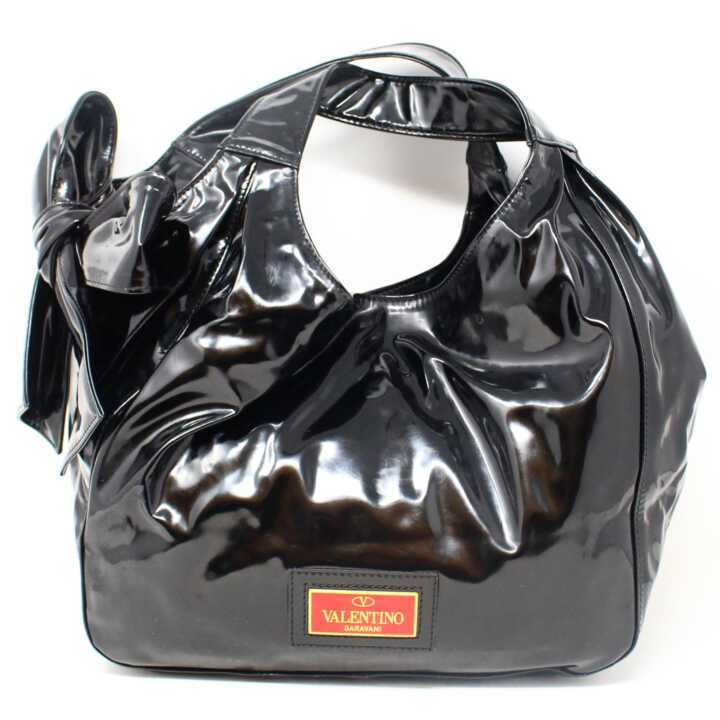 Black Patent Leather Jewel Shoulder Bag