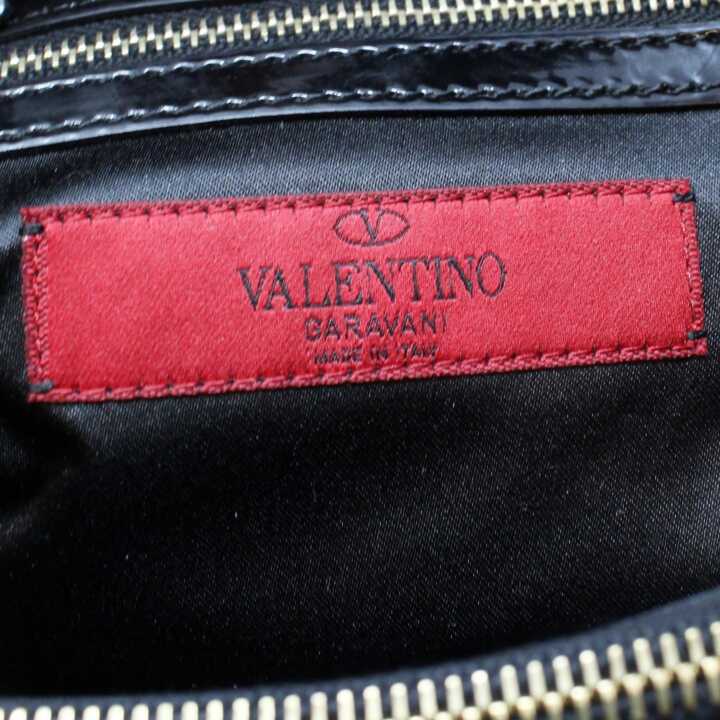 Genuine Valentino Garavani black patent leather Catch satchel bag purse