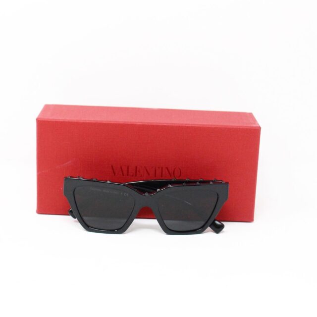 VALENTINO 30059 Black Studded Cat Eye Sunglasses 5