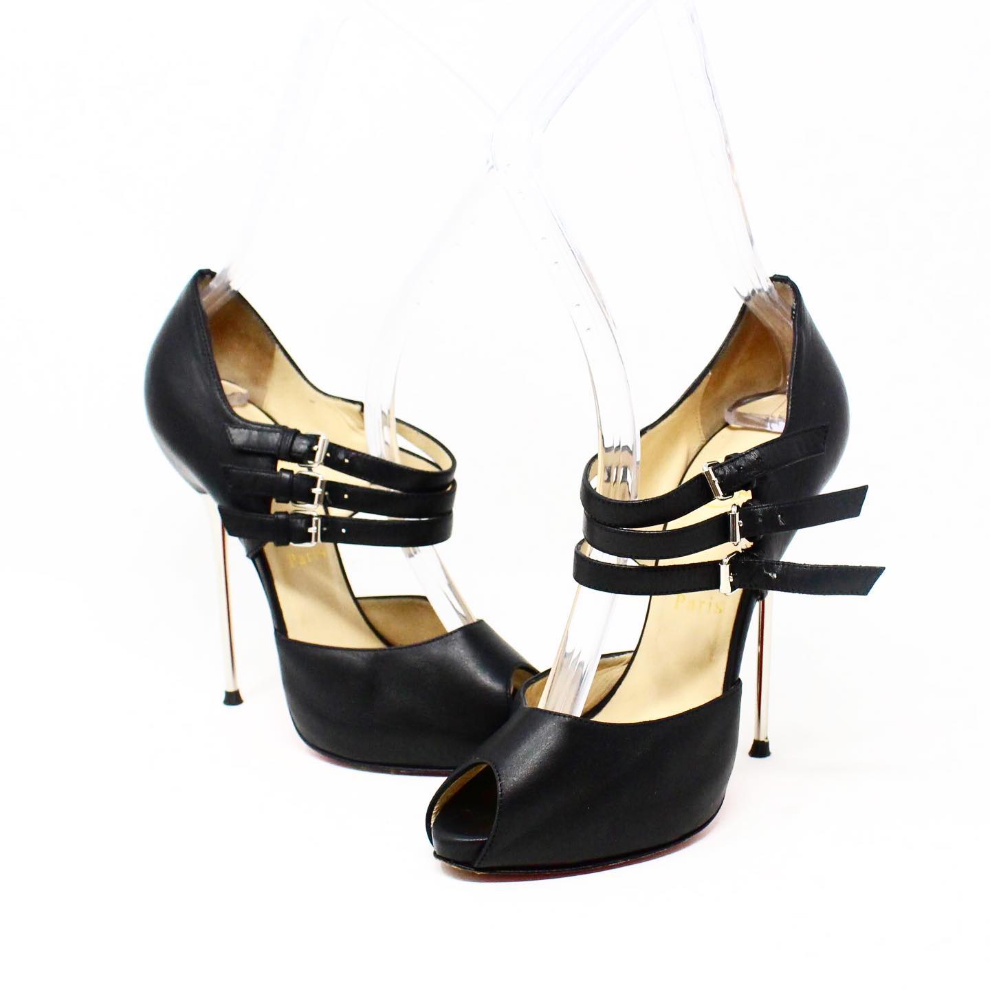 genstand mest lyserød CHRISTIAN LOUBOUTIN #30527 Black Leather Fibbia Pumps (US 7 EU 37) – ALL  YOUR BLISS