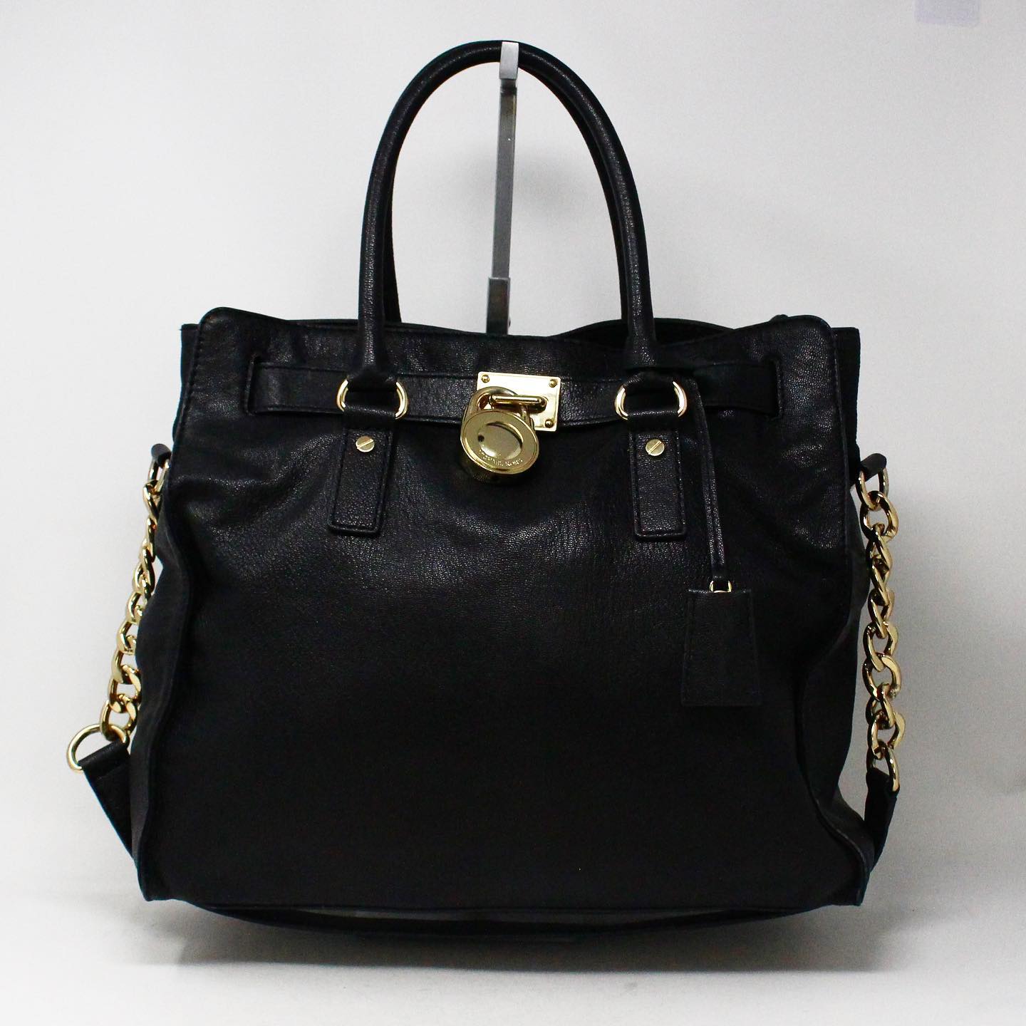 MICHAEL KORS #30935 Black Leather Lock Tote – ALL YOUR BLISS