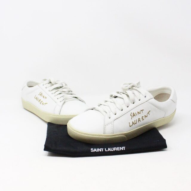 SAINT LAURENT 30950 Mens White Court Canvas Classic Sneakers 2