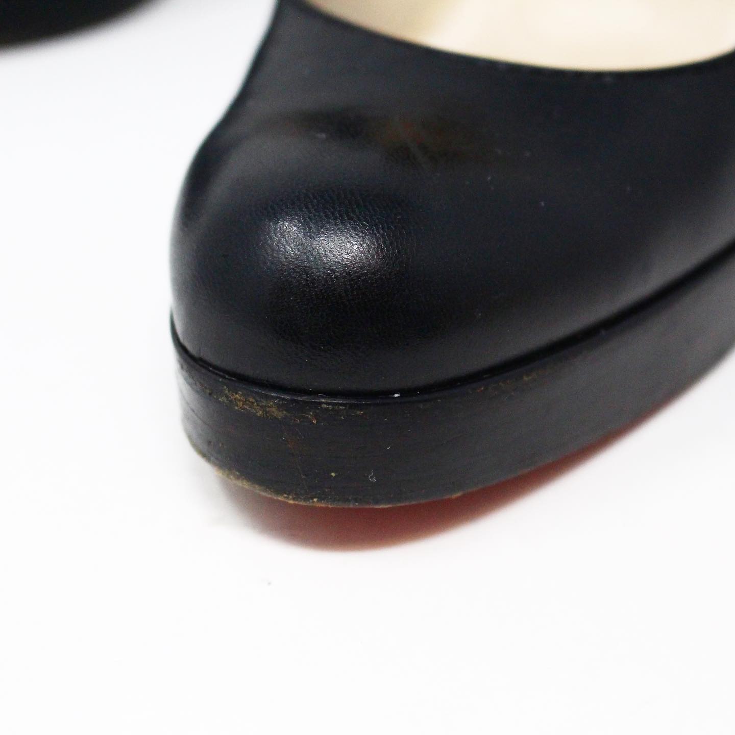 CHRISTIAN LOUBOUTIN #31438 Black Leather Burges Platform Heels (US