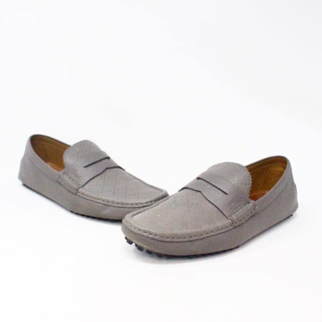 GUCCI 32277 Men´s Gray Leather Loafers US 8.5 EU 38.5 1