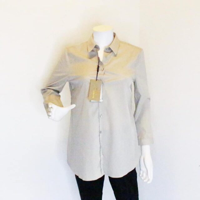 BURBERRY 32829 Womens Stone Button Up Blouse Size 8 1