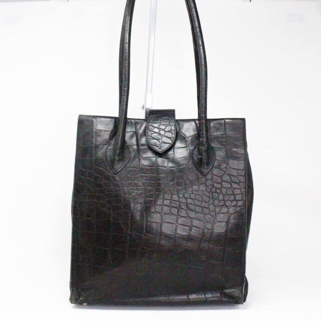 COLE HAAN 33103 Black Croc Embossed Leather Shoulder Bag 1