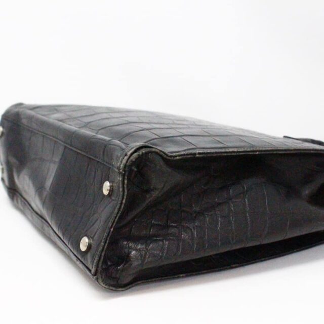 COLE HAAN 33103 Black Croc Embossed Leather Shoulder Bag 5