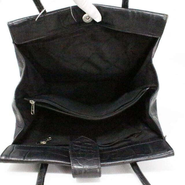 COLE HAAN 33103 Black Croc Embossed Leather Shoulder Bag 7
