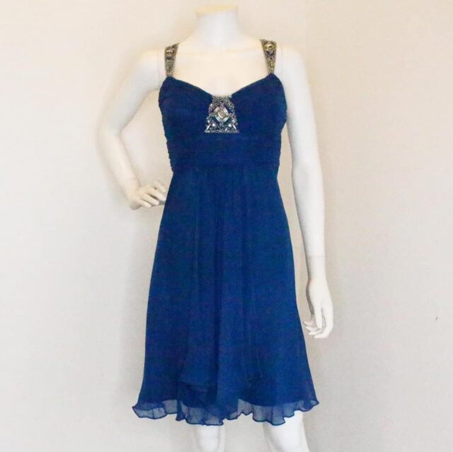 ADRIANNA PAPELL 33558 Blue Beaded Strap Party Dress Size 12 1