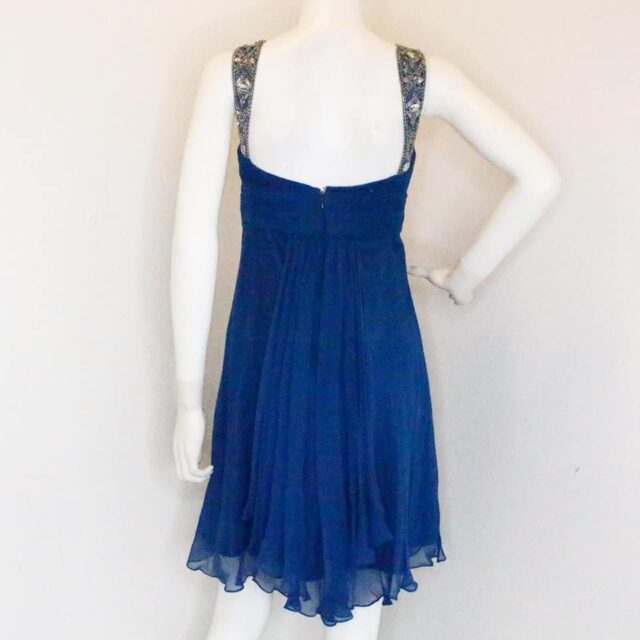 ADRIANNA PAPELL 33558 Blue Beaded Strap Party Dress Size 12 2