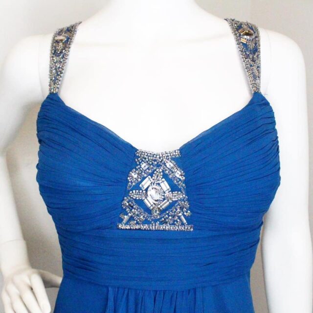 ADRIANNA PAPELL 33558 Blue Beaded Strap Party Dress Size 12 3