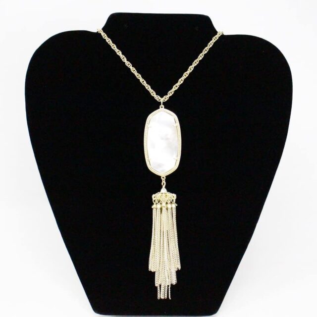 KENDRA SCOTT 33572 Rayne White Pearl Stone Tassel Necklace 1