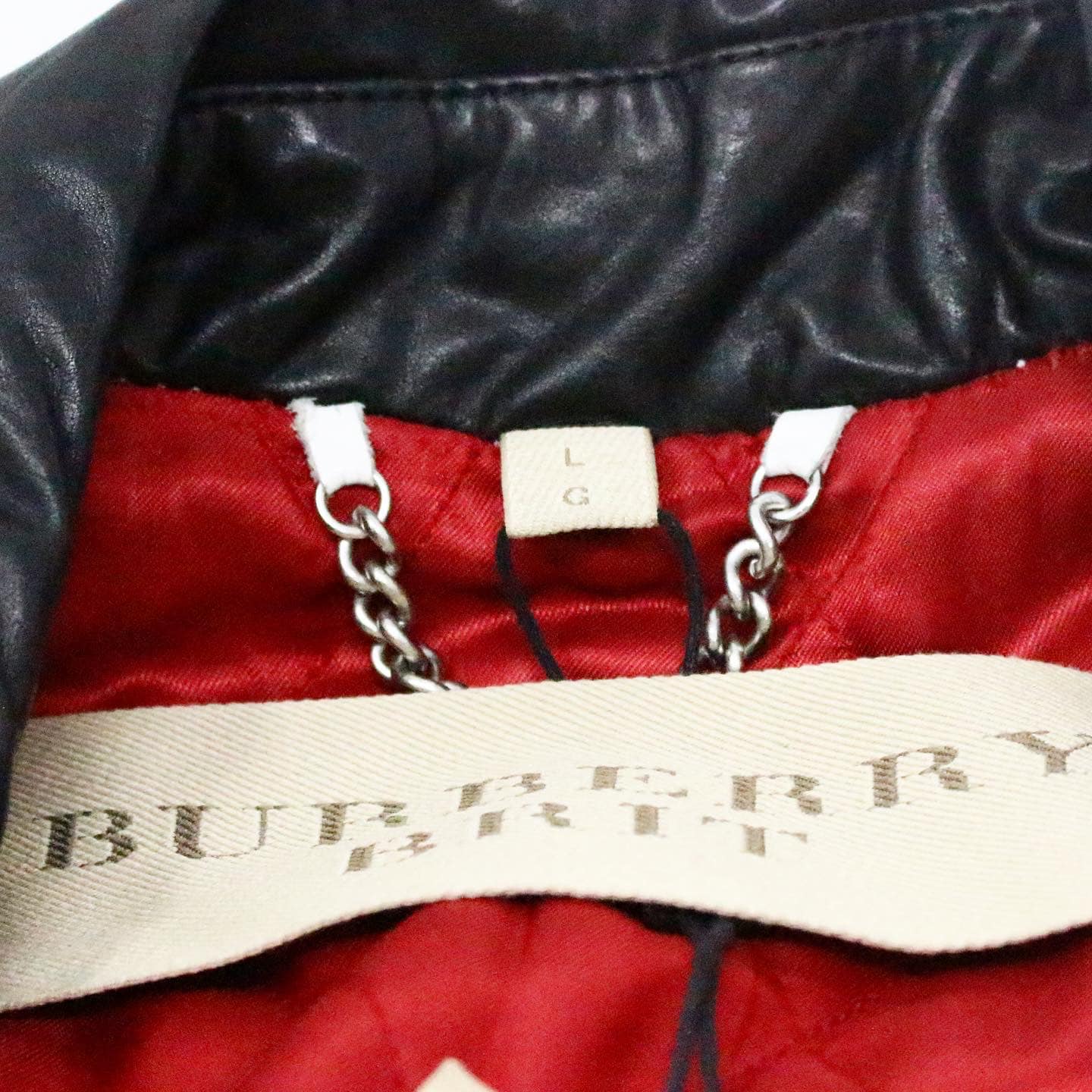 Burberry Chain-Link Detail Leather Jacket - Black