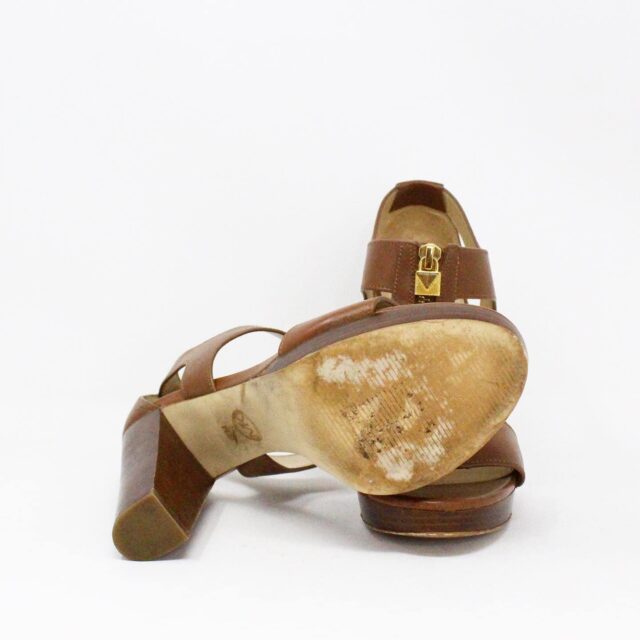 MICHAEL KORS MCA117 Berkeley Brown Lock Leather Platform Sandals US 7 EU 37 4