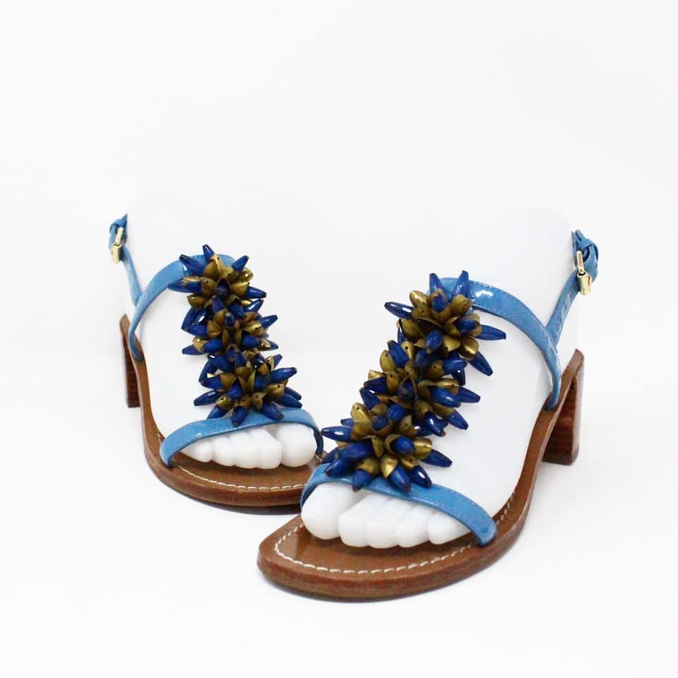 TORY BURCH #34178 Blue & Gold Embellished Sandals (US  EU ) – ALL  YOUR BLISS