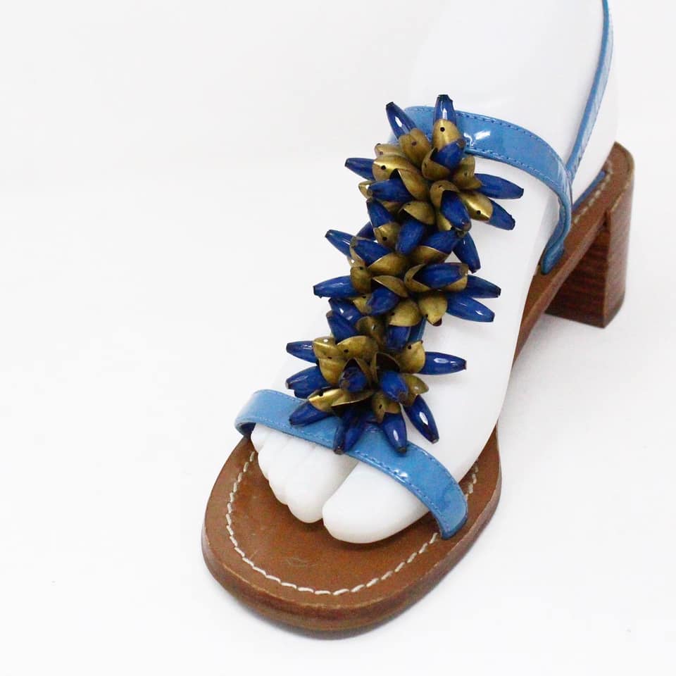 TORY BURCH #34178 Blue & Gold Embellished Sandals (US  EU ) – ALL  YOUR BLISS