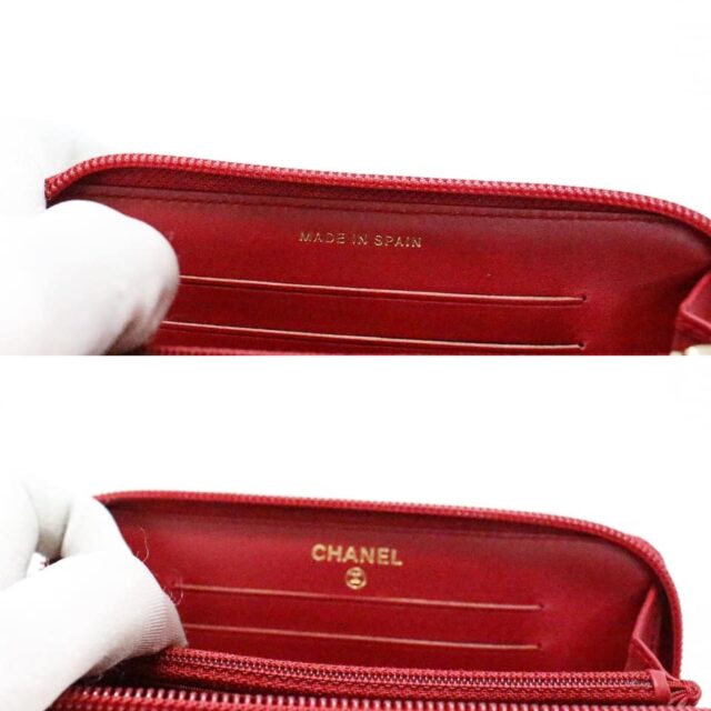 CHANEL MCA166 Red Leather Quilted Wallet 8