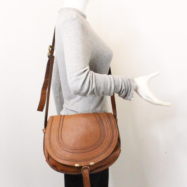 CHLOE 31633 Brown Leather Medium Marcie Flap Shoulder Bag 10