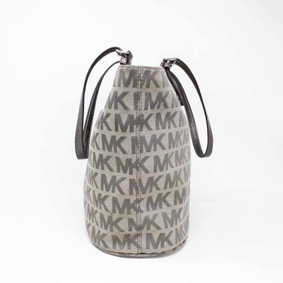 MICHAEL KORS #34806 Grey Logo Canvas Tote Bag