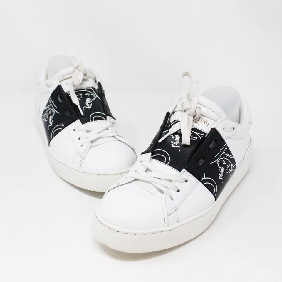 Toepassing Ramen wassen Punt VALENTINO GARAVANI #34574 White Leather Open Panther Sneakers (US 8 EU 38)  – ALL YOUR BLISS