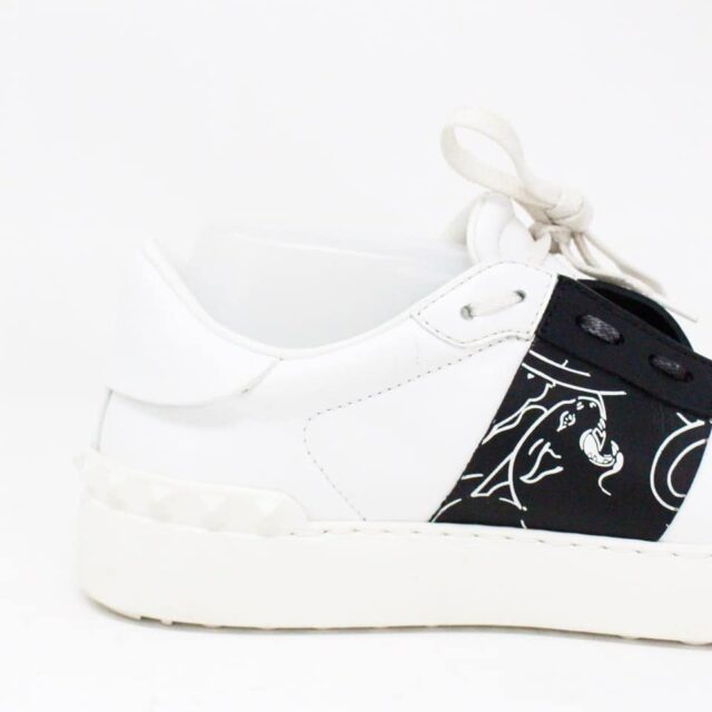VALENTINO 34574 White Leather Open Panther Sneaker US 8 EU 38 10