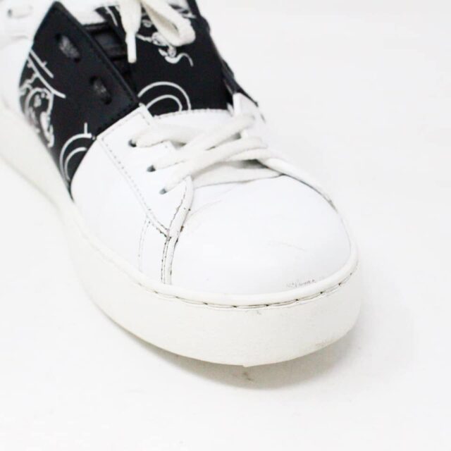 VALENTINO 34574 White Leather Open Panther Sneaker US 8 EU 38 9