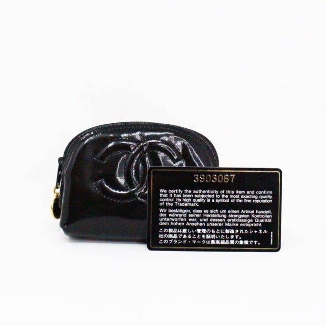 CHANEL MCA190 Black Patent Leather Demi Ronde 19 Pouch 10