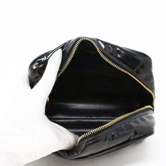 CHANEL MCA196 Black Patent Leather Wristlet Pouch 7